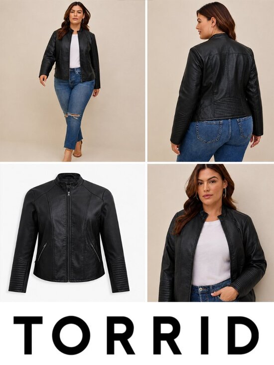 torrid Jackets & Blazers - NWOT Torrid 2 (2X) Black Faux Leather Moto Collarless Jacket